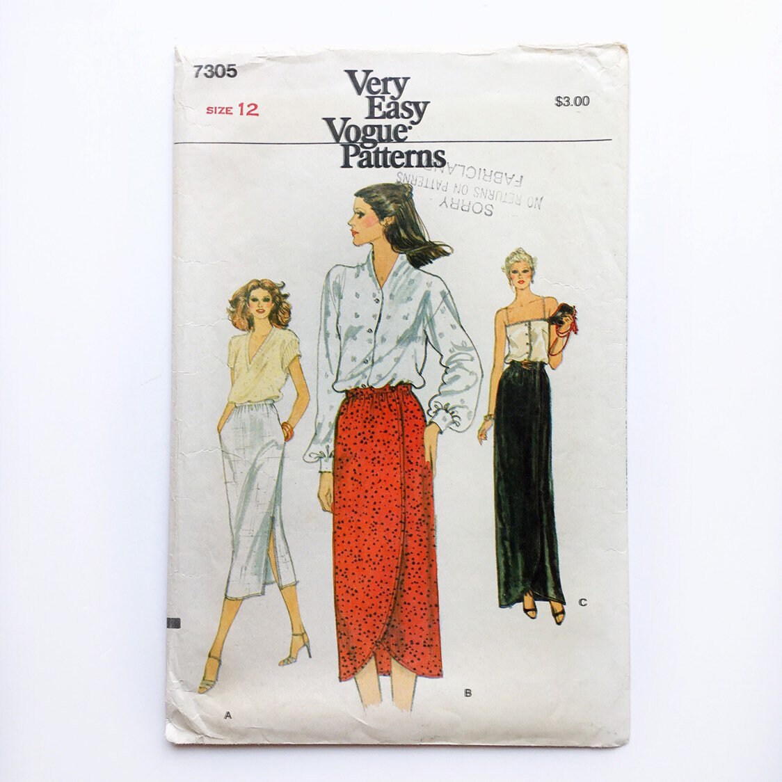 1979 Size 6 Vogue 7305 Vintage Uncut Sewing Pattern Skirt with Length Variations