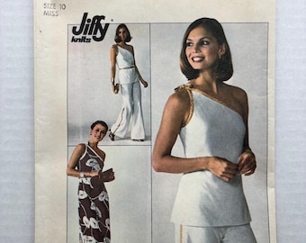 Simplicity 7834 Sukienka lub top na jedno ramię, rozmiar 10, biust 32, nierozcięty wzór do szycia