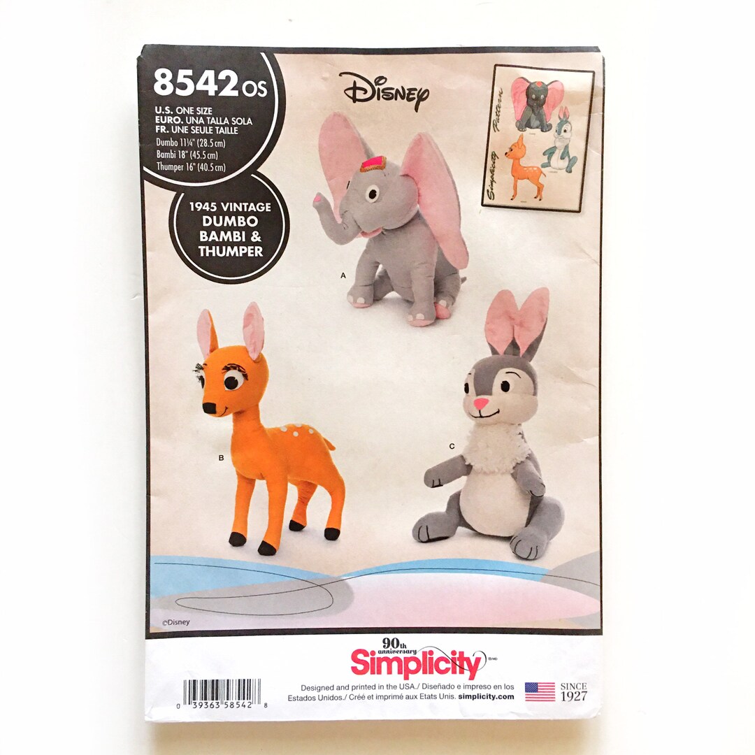 1940's Simplicity Dumbo, Thumper and Bambi Stuffed Animal Pattern - No. 7114