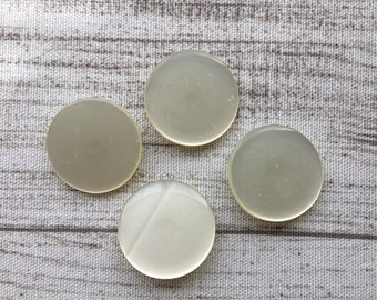 Four Vintage White Moonglow Flat Round  Buttons 1.25" Diameter Shank Sewing Craft Buttons