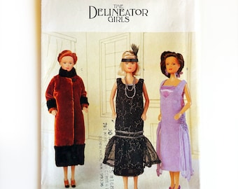 Butterick 6798 333 Delineator Girls Circa 1925 Barbie Flapper Dresses Coat Uncut Sewing Pattern