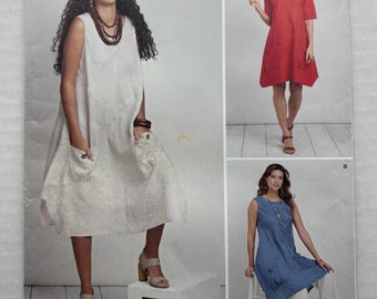 Simplicity 8640 Sukienka lub tunika z chusteczki 20W 22W 24W 26W 28W Biust 42-50 Wykrój do szycia bez cięcia