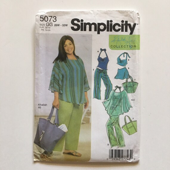 Simplicity 5073 Womans Swimsuits Coverup Pants Tote Summer Wardrobe 26W - 32W Uncut Sewing Pattern