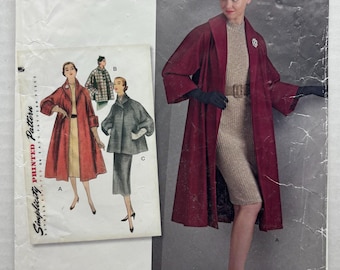 Simplicity 10147 Retro 1950's Płaszcz lub kurtka z podszewką Misses 14-22 Plus size Nierozcięty wzór do szycia