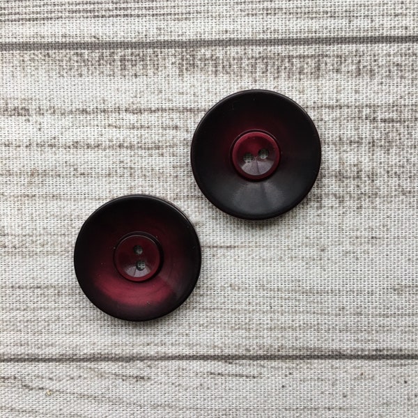 Two Vintage Deep Rose Moonglow Buttons 1-3/8" Diameter Sew Through Sewing Craft Buttons