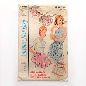 Peut inclure: Un patron de couture vintage pour un tablier simple avec un bord festonné. Le patron est pour les tailles 33-42 et s'appelle "Advance Sew-Easy". Le patron comprend des instructions pour la confection du tablier et un schéma montrant comment couper le tissu.