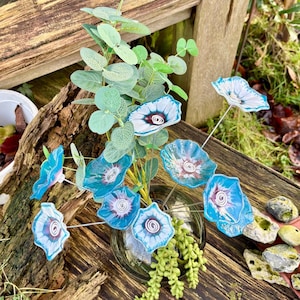 Glass flower stainless steel rod glass blossom large flower unique handmade Murano glass Murano bouquet glass garden stake turquoise purple white