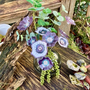 Glass flower stainless steel rod glass blossom large flower unique handmade Murano glass Murano bouquet garden stake glass purple white turquoise