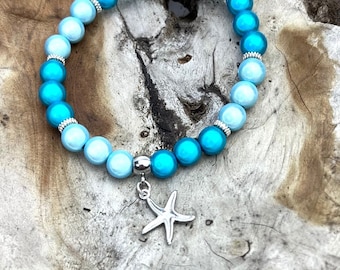 Starfish, Miracle Beads, Bracelet, Magic Pearls, 3D Shimmer Effect, Shimmer Pearl Bracelet Shiny, Miracle Beads, Handmade, Yoga