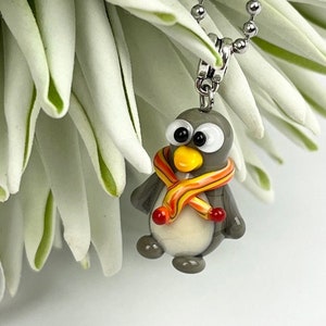 Penguin - Pendant Lampwork Glass Bead / Lampwork bead Murano glass, handmade, unique, glass bead