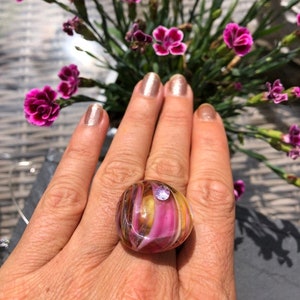 Ringtop Lampwork Glass Bead / Lampwork bead by Jacqueline Herzog perlen-hexerei