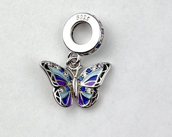 Butterfly 925 Silver Charm for Pandora Bracelet or Necklace Silver, Charms, Necklace Pendants, Maritime Charms, Christmas Handmade