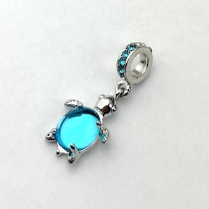 Turtle Charm for Pandora Bracelet or Necklace Silver Blue, Charms, Necklace Pendant, Maritime Charms, Christmas Handmade Ocean