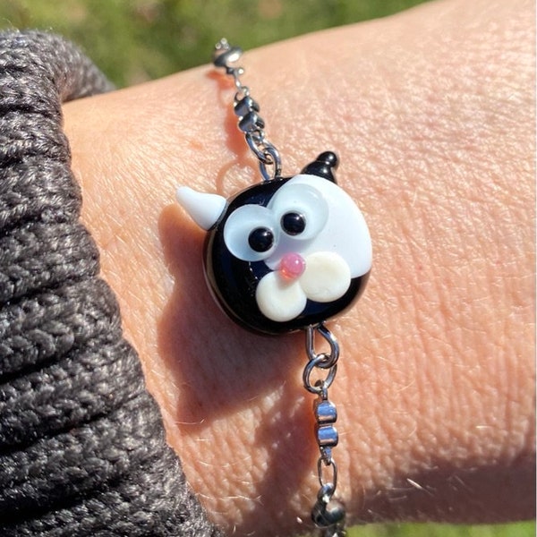 Katzen-Armband/ Lampwork bead by Jacqueline Herzog perlen-hexerei