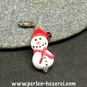 Snowman Chain Pendant Lampwork Glass Bead/Lampwork bead by Jacqueline Herzog pearl-hexerei