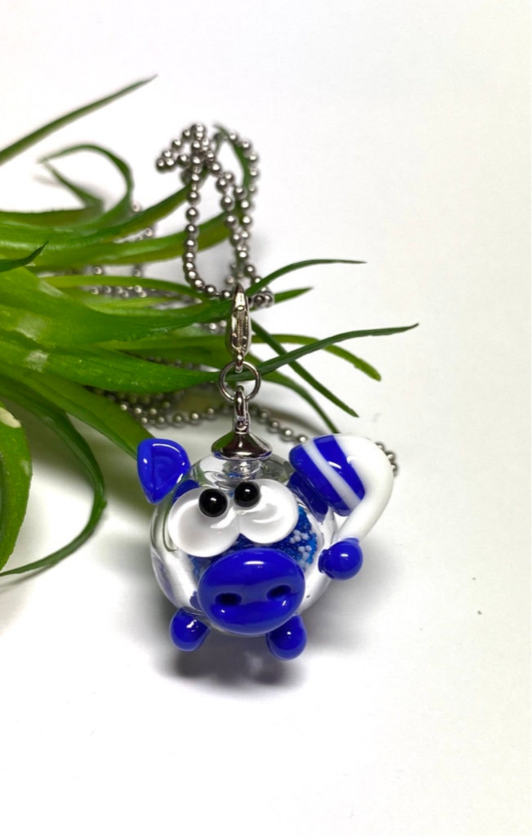 Lucky Pig Chain Pendant Lampwork Glass Bead / Lampwork Bead by ...