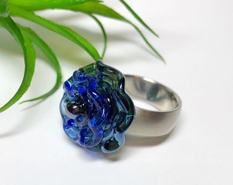 Ringtop Lampwork Glass Bead / Lampwork bead by Jacqueline Herzog perlen-hexerei