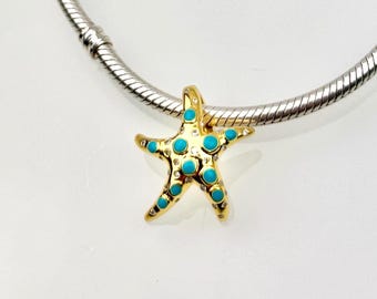 ゴールドのヒトデチャーム、925スターリングシルバー、14Kゴールド