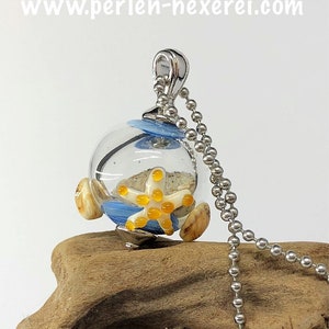 Hollow Beach Bead Necklace pendant Lampwork glass bead/Lampwork bead by Jacqueline Herzog beads-Sorcery