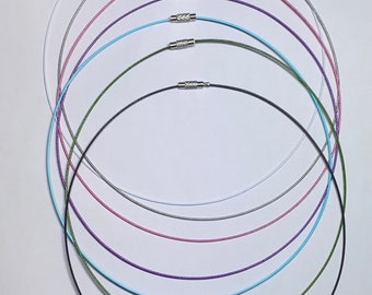 Chokers in 7 colors Stainless steel wire covered with colored nylon Lampwork Glass Bead / Lampwork bead by Jacqueline Herzog perlen-hexerei