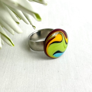 Ringtop Lampwork Glaspärla / Lampwork pärla, glaspärla, glas, Muranoglas, utbytbar ring