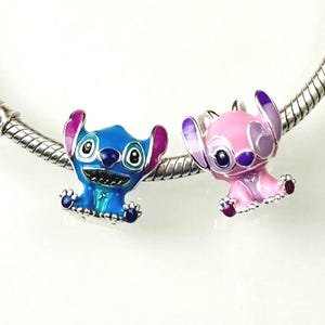 Ciondolo Stitch/Angelo in argento 925 per bracciale o collana Pandora. Argento, ciondoli, pendenti, ciondoli nautici, Natale fatto a mano.