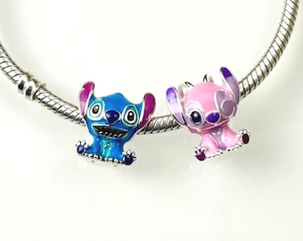 Berloque Stitch/Anjo em Prata 925 para Pulseira ou Colar Pandora, Berloques, Pingentes, Berloques Náuticos, Natal Feito à Mão