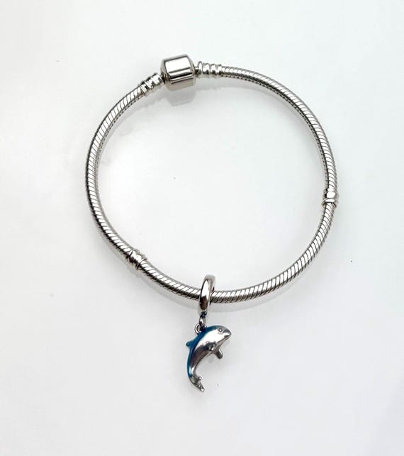 Pandora 925.シルバーブレスレット 青/水色 チャーム付き パンドラ 