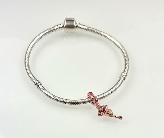 PANDORA 18cm ローズゴールド チャームブレスレット925 ローズゴールドローズ925シルバー18カラットゴールドメッキチャーム