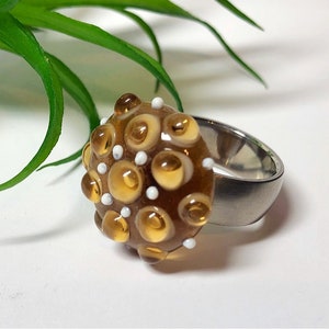 Ringtop Lampwork Glass Bead/Lampwork bead by Jacqueline Herzog pearly hexerei
