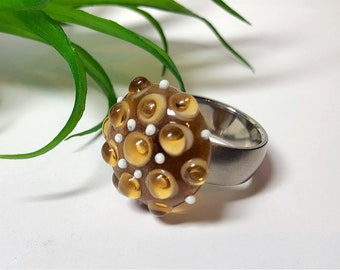 Ringtop Lampwork Glass Bead / Lampwork bead by Jacqueline Herzog perlen-hexerei