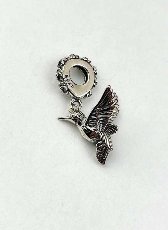 Ciondolo a forma di colibrì: uccello smaltato in argento sterling 925 - Italia