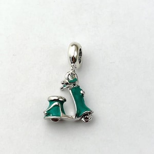 Scooter Vespa charme voor Pandora armband of ketting, zilver turkoois, bedels, ketting hanger, kerst handgemaakt, hanger, rijbewijs