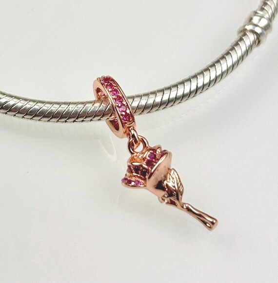 PANDORA 18cm ローズゴールド チャームブレスレット925 ローズゴールドローズ925シルバー18カラットゴールドメッキチャーム