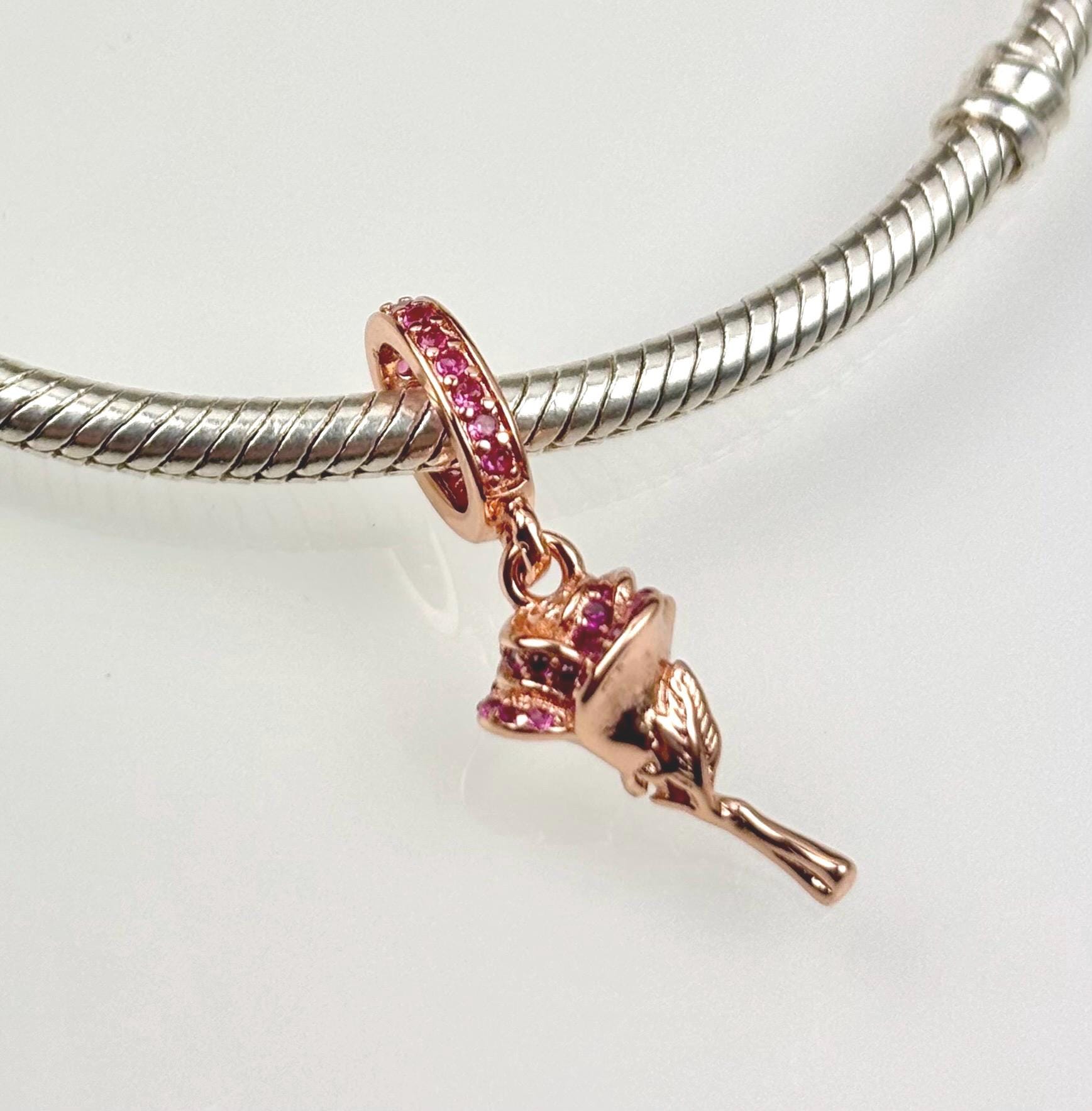 ローズゴールドローズ925シルバー18カラットゴールドメッキチャーム