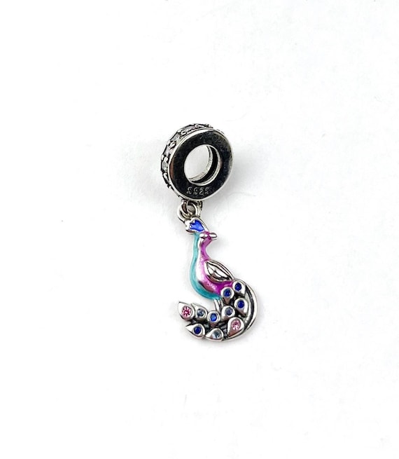 Peacock 925 Silver Charm for Pandora Bracelet or Necklace Silver