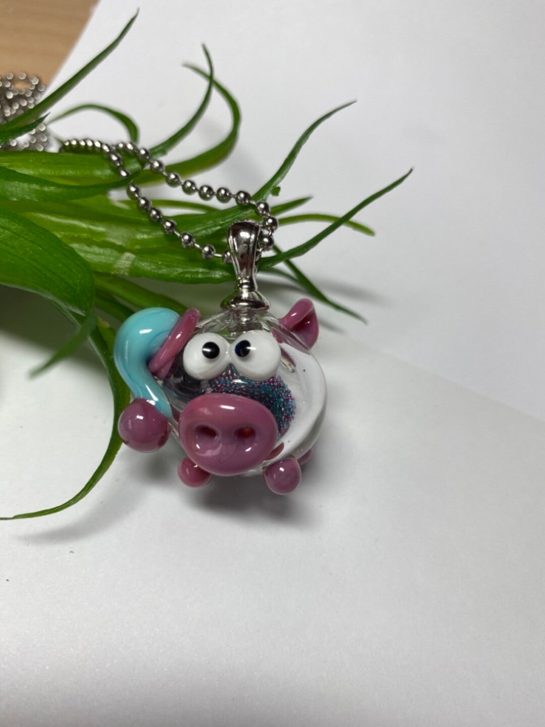 Hollow Pig, Chain Pendant Lampwork Glass Bead / Lampwork Bead by ...
