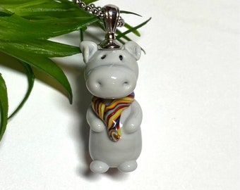 Hippo Ketten-Anhänger Lampwork Glass Bead / Lampwork bead by Jacqueline Herzog perlen-hexerei