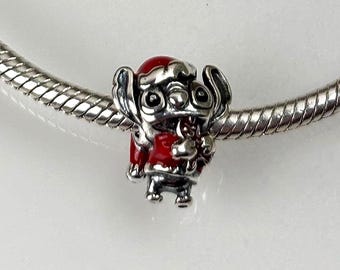 Pingente Stitch de Natal em Prata 925 para Pulseira ou Colar Pandora, Prata, Berloques, Pingentes, Natal, Stitch de Natal