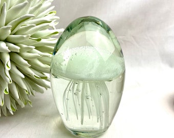 Glass jellyfish paperweight or as a decoration to stand up, unique, handmade, one-of-a-kind, Murano glass, Murano, glass figure, jellyfish