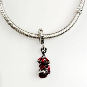 Spiderman Charm für Pandora-Armband oder Kette, Silber bunt, Charms, Kettenanhänger, Weihnachten Handgefertigt, Anhänger