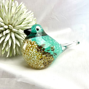 Glass bird as a decoration to stand up, with lighting, handmade, unique piece, Murano glass, Murano glass fish, glass figure paperweight