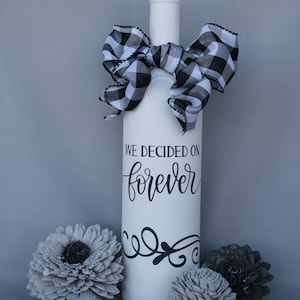 Chalk painted wine bottle centerpiece