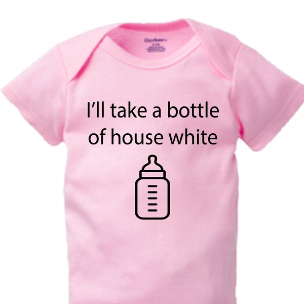 Funny baby onesie®, funny baby clothes, I'll take a bottle of house white, wine baby, funny baby bodysuit, unisex baby shower, cute onesie®