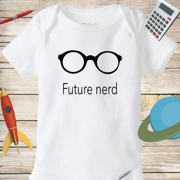 Future nerd onesie, baby clothes, glasses, unisex bodysuit, baby shower gift, newborn-24 months, nerdy babies, funny baby outfit