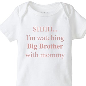 Big Brother Baby Onesie, Shhh I&#39;m watching Big Brother with mommy, Reality Tv Show, expect the unexpected, big brother, head of household