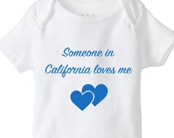 California baby onesie®, someone in California loves me, baby shower gift, state bodysuit, state onesie®, cute onesie®, unisex baby shirts