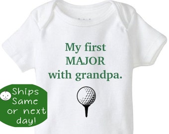 Golf Onesie®, Mein erster MAJOR mit Opa, Major Onesie®, Golf Turnier, Golf Body, Unisex Baby Golf Shirt, Baby Shower Geschenk