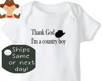 Thank God I'm a Country Boy baby onesie, Country onesie, baby shower onesie, baby boy bodysuit, Baby Cowboy shirt, Country boy Shirt