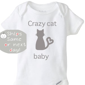 Cat baby onesie, crazy cat baby, cat baby bodysuit, cat lover, baby shower gift, I love cats, funny baby onesie, cat shirt, cute baby onesie